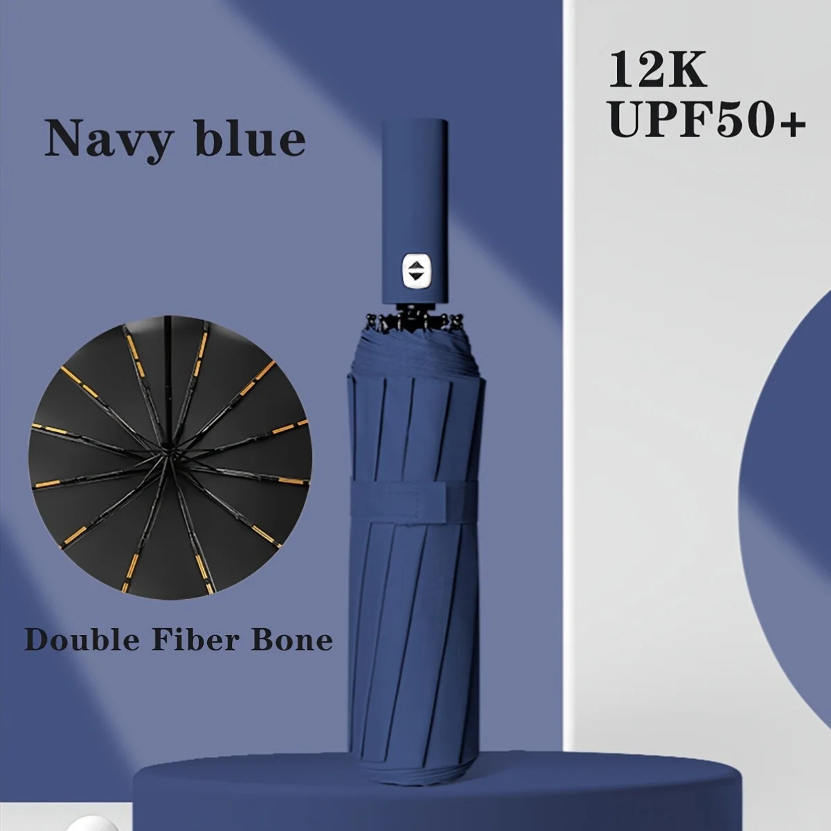A fully automatic foldable umbrella with 12 ribs and reinforced structure for bo