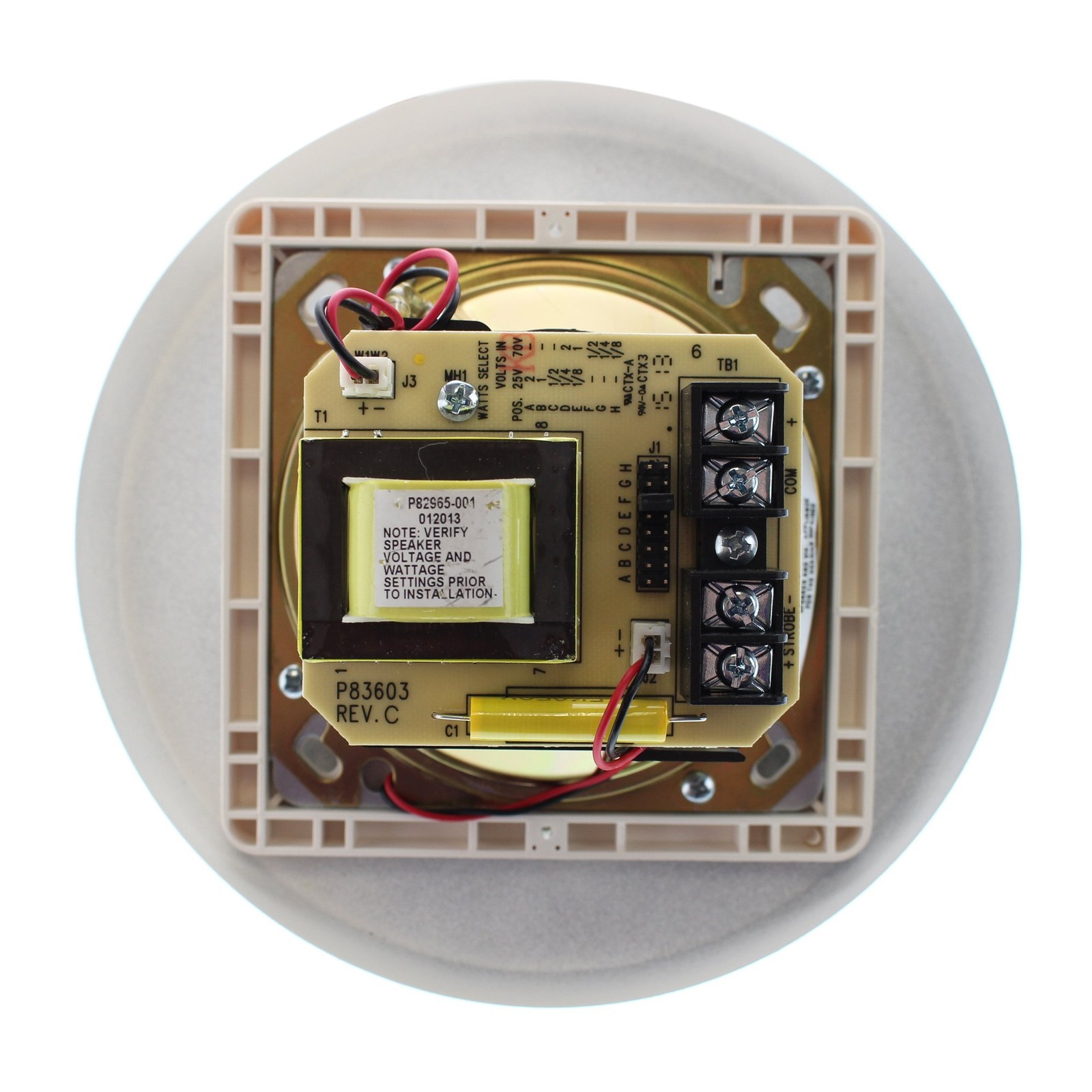 Wheelock - E90-24MCC-FW - Round, Ceiling Mount Speaker/Strobe, White,