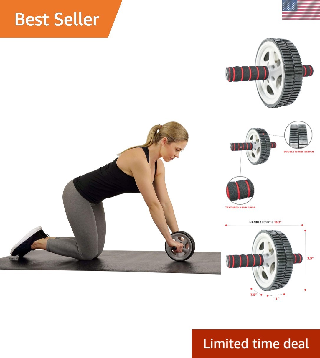 Lightweight Foldable Ab Roller with Support—Perfect for Home Fitness Workouts