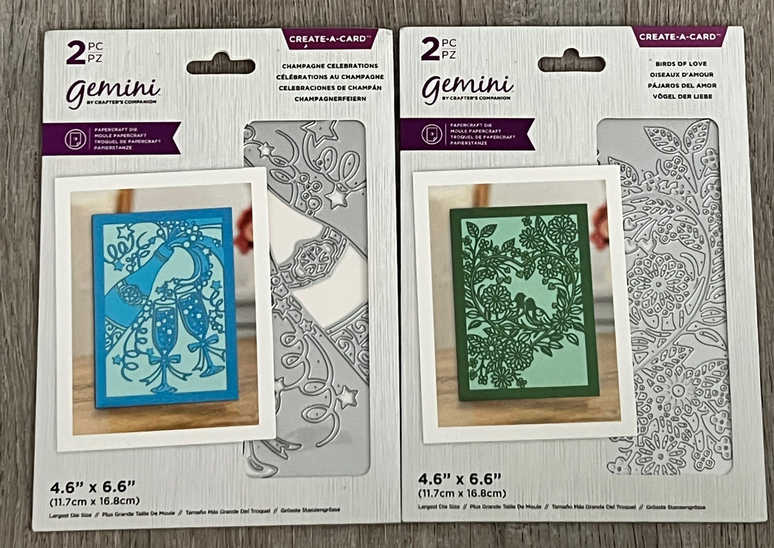 Gemini Card Dies Lot Crafters Companion Birds Of Love Champagne Celebrations