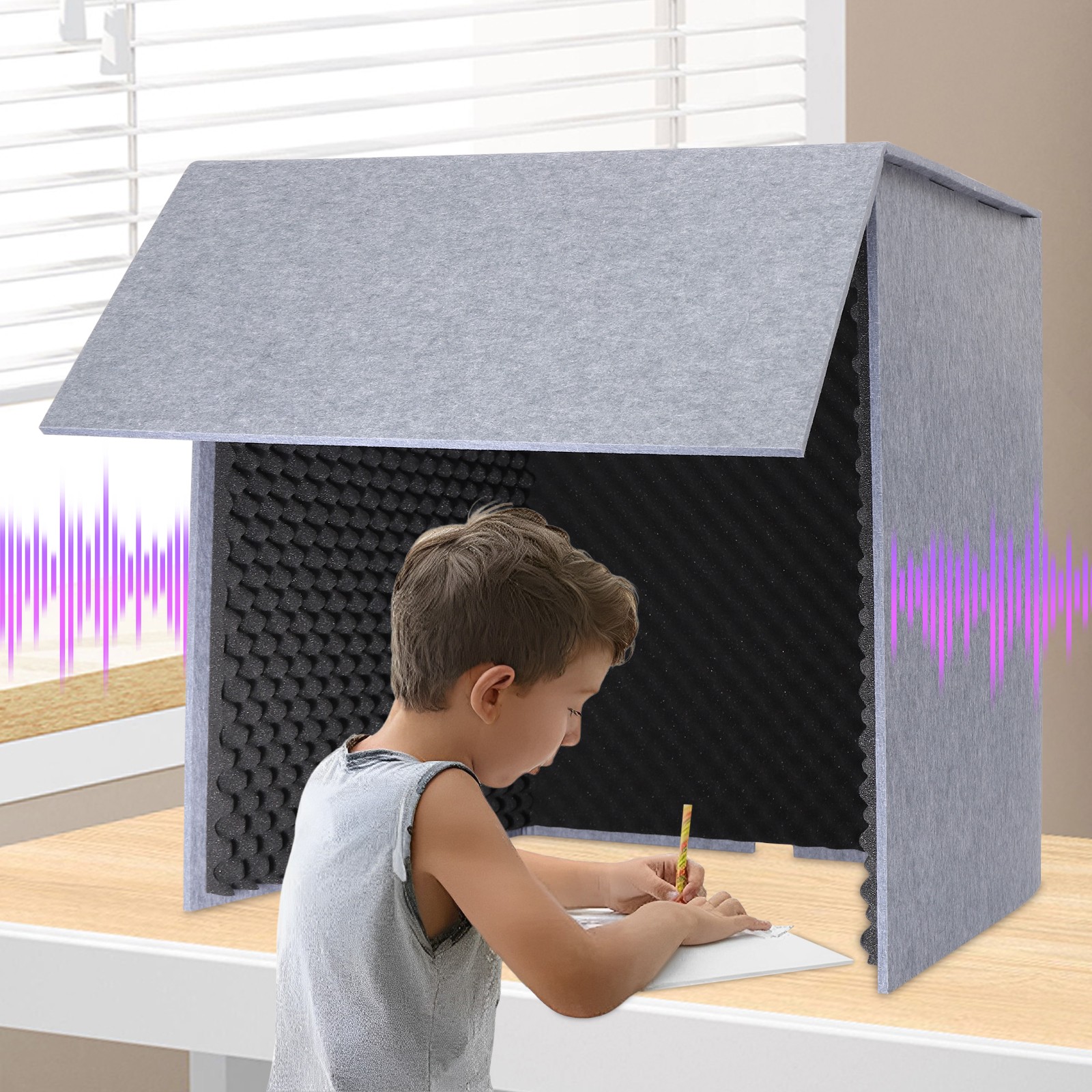 Soundproof Booth Portable Studio Sound Recording Desktop Soundproof Cover Black