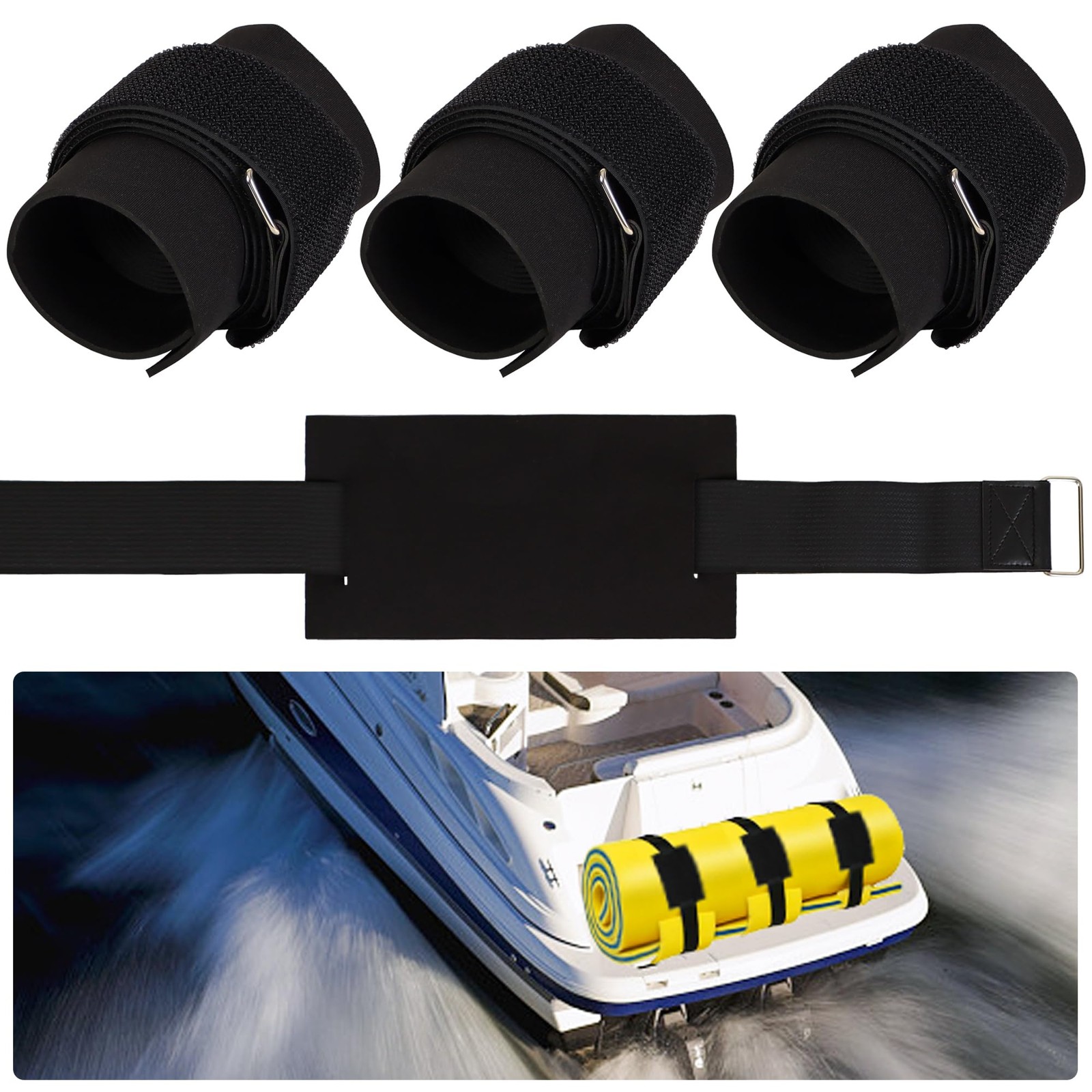 3 Set Floating Water Mat Straps with Pad Protectors, Floating Water Pad Strap...