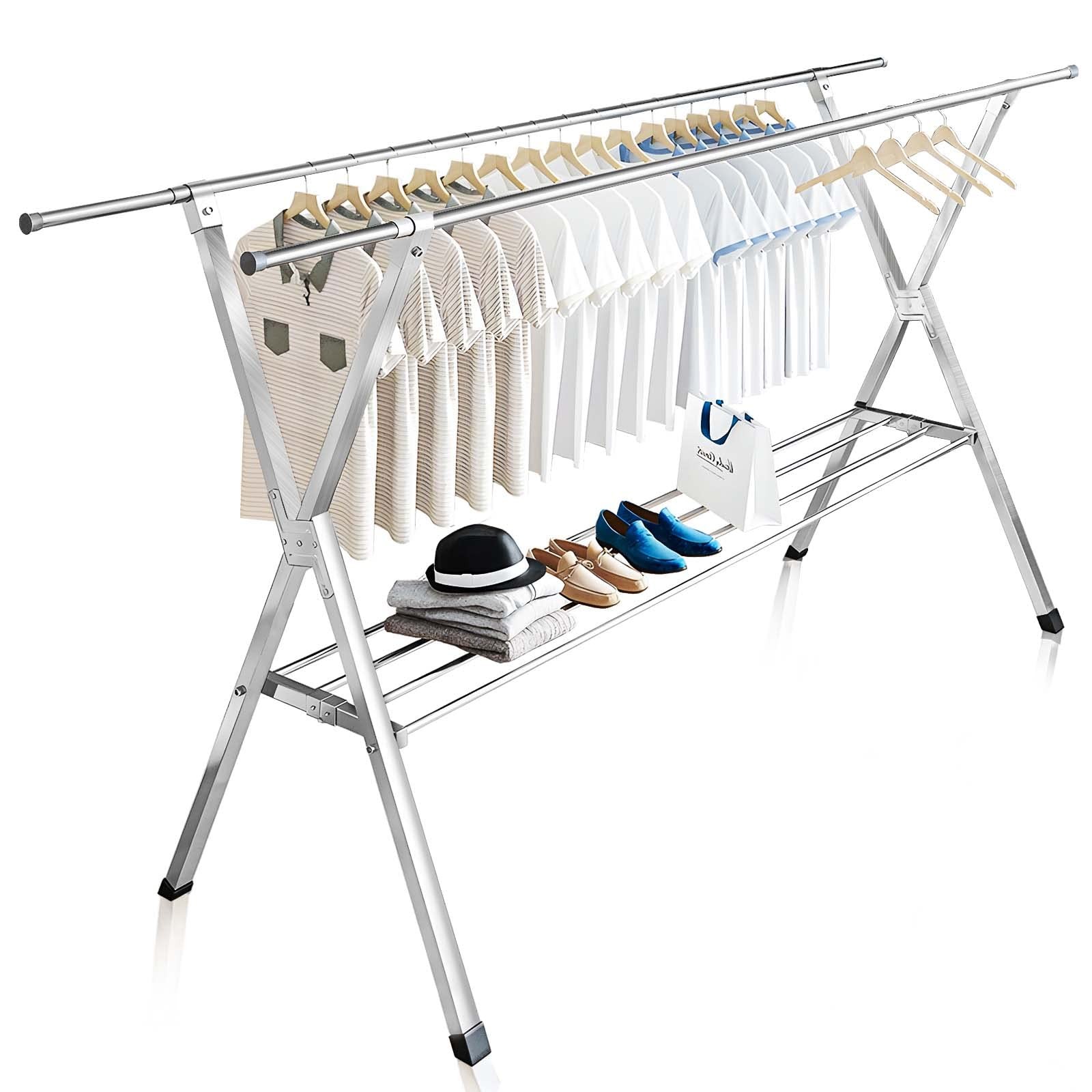 Clothes Drying Rack 2 Tiers, Heavy Duty Drying Rack Clothing Folding Indoor O...