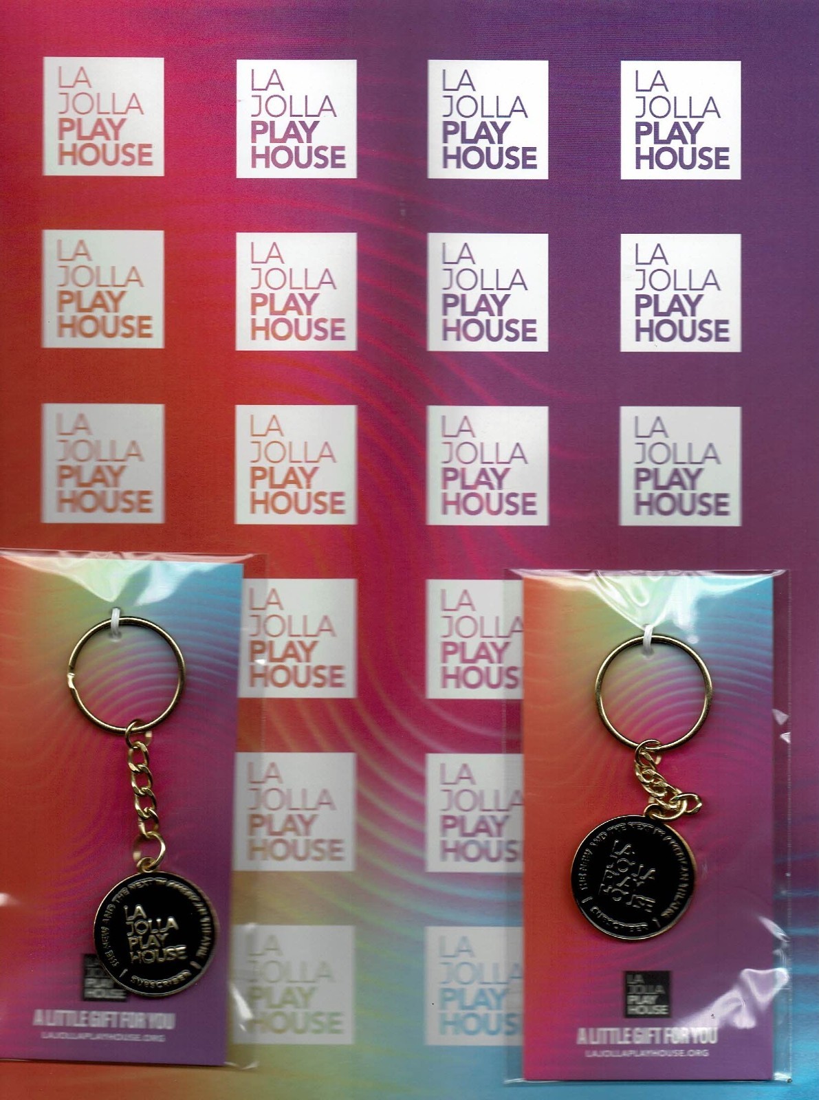 2 brand new La Jolla Playhouse Key Chains, gold and black in color