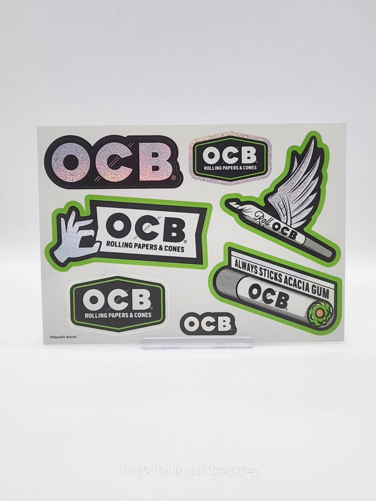 New OCB Rolling Papers & Cones Decals Sticker Sheet Of 7 Stickers Tobacco Papers