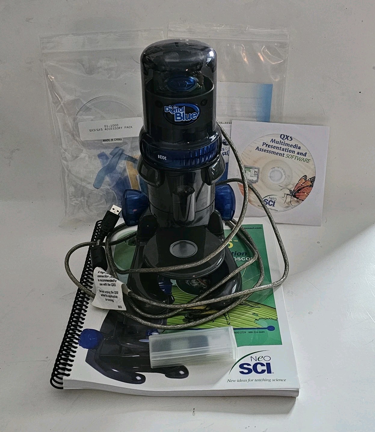 USB Digital Microscope PC Computer NEO SCI BLUE QX5 School - READ DISCRIPTION