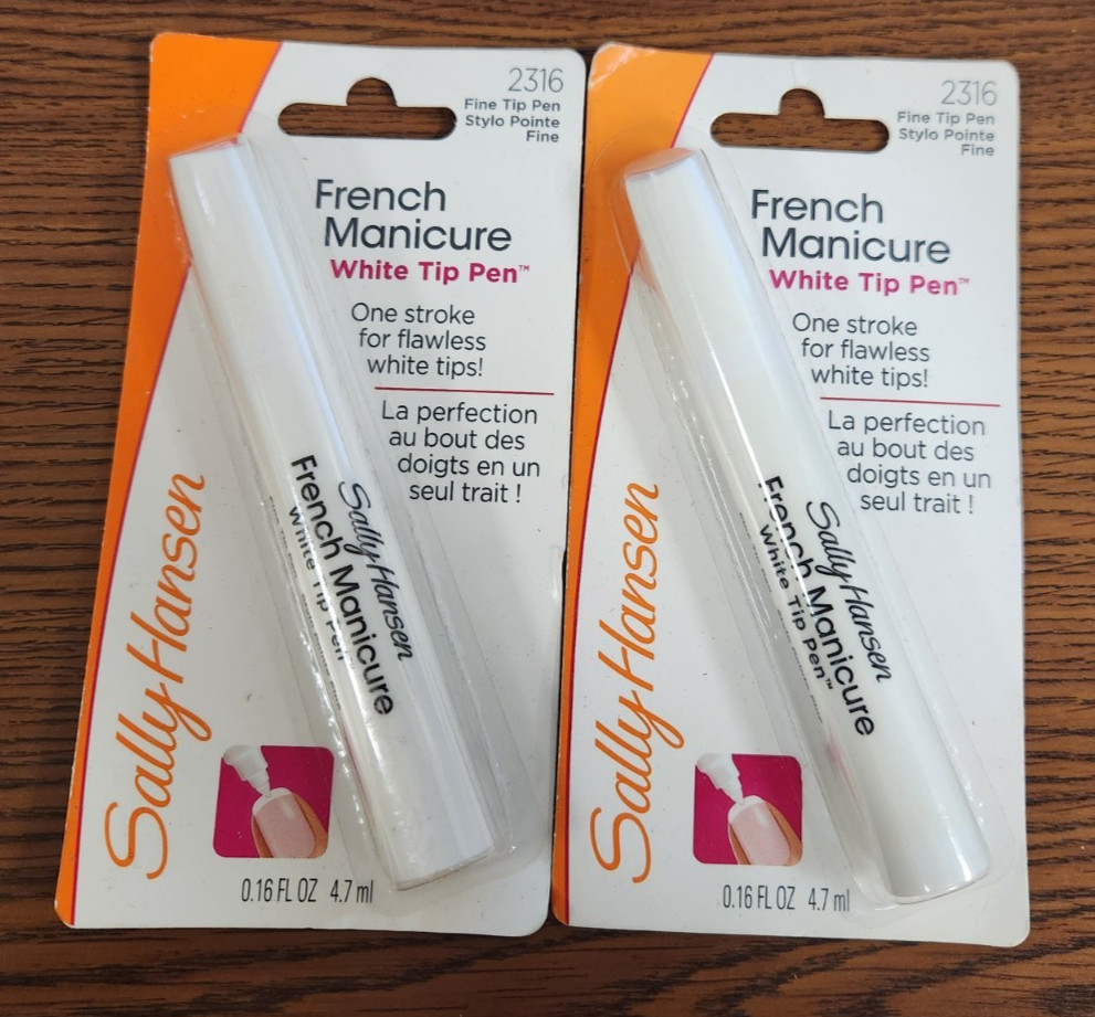 2PCS NIP SALLY HANSEN FRENCH MANICURE WHITE TIP PEN 2316 0.1 OZ EA