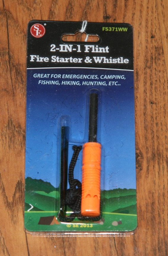 SE 2-IN-1 Flint Fire Starter & Whistle - #FS371WW