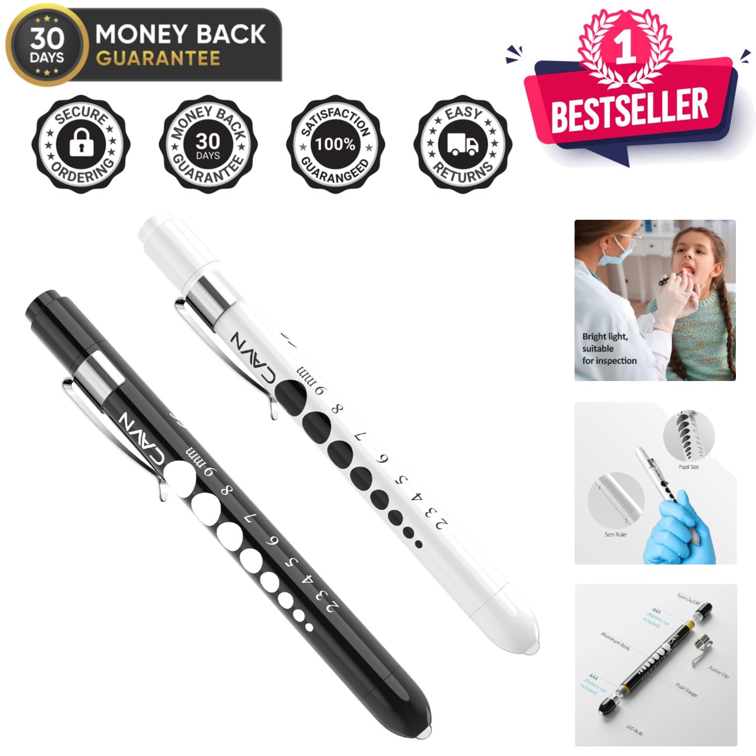 Compact & Lightweight LED Pen Light Set - Essential for Nursing Students & EMTs