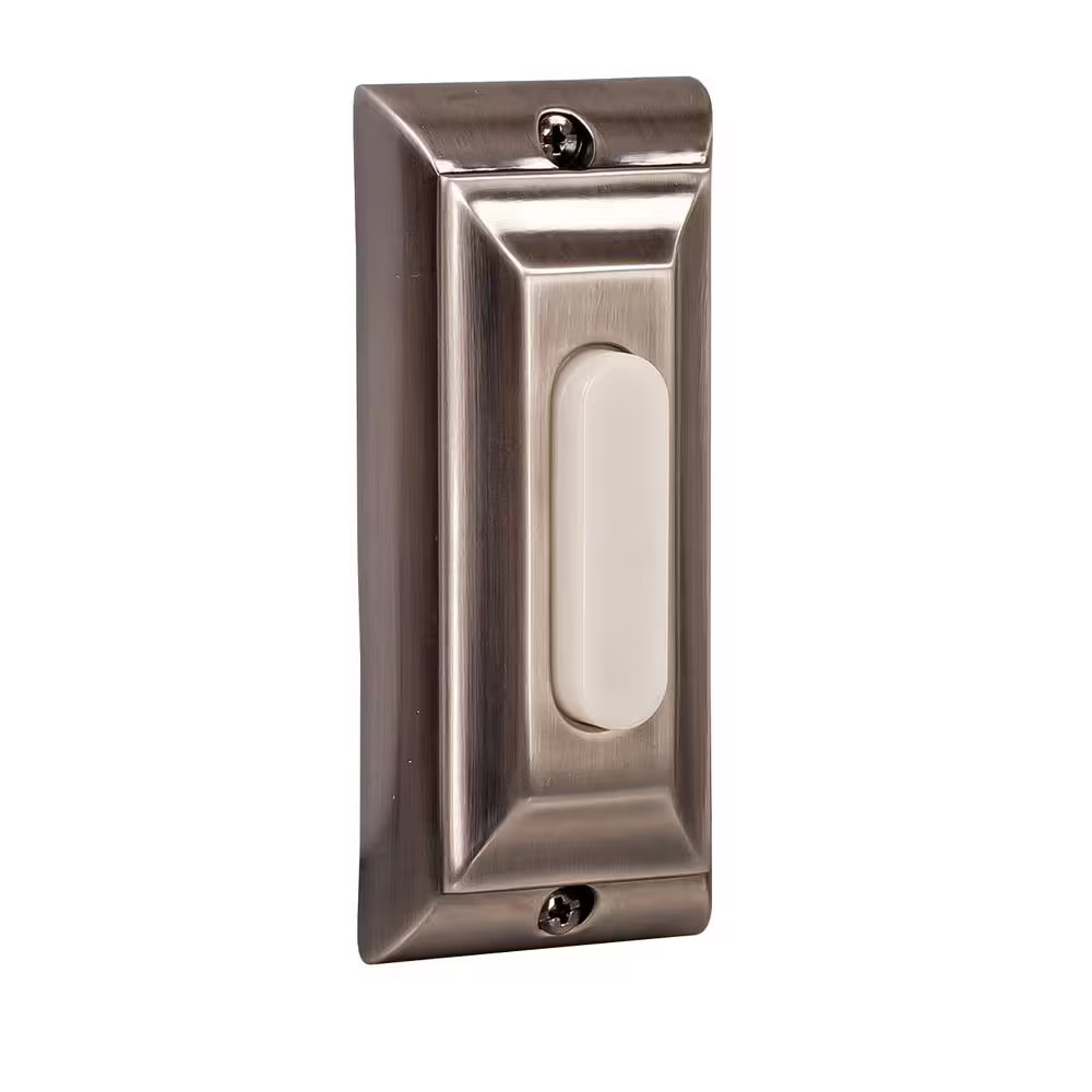 Wired Surface Mount Antique Pewter Finish Doorbell Push Button with Illuminated