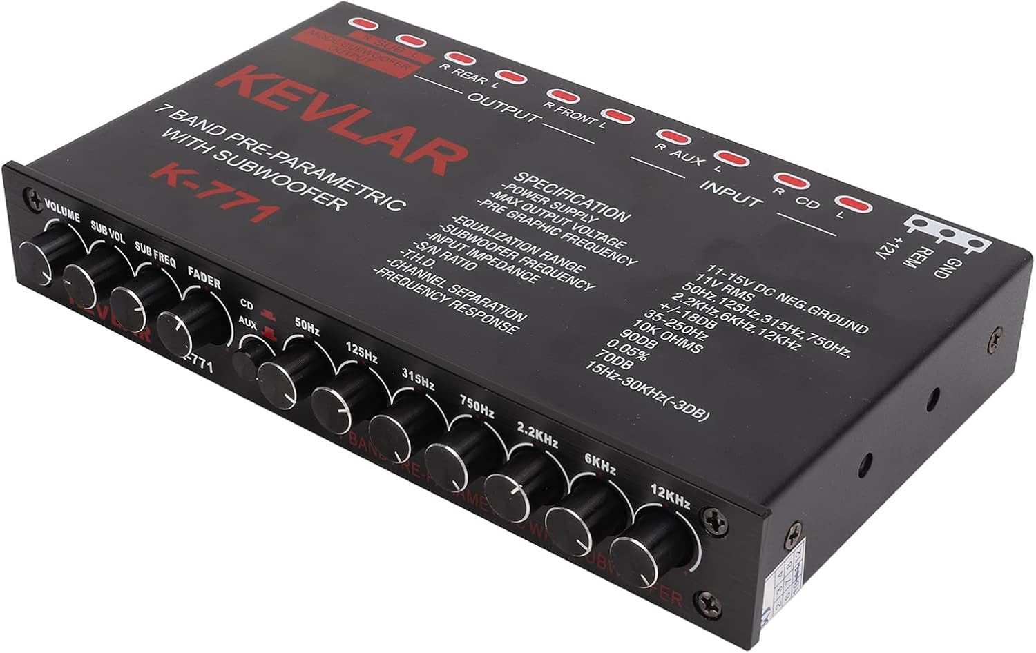 Car Audio Graphic Equalizer, 7 Bands EQ Car Amplifier Graphic Equalizer with Adj