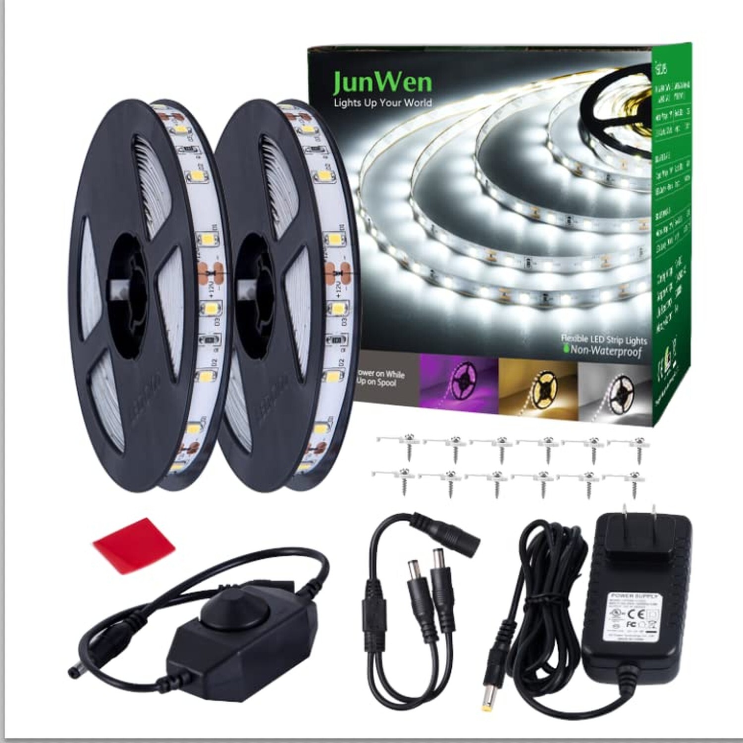 40ft Daylight White Led Strip Lights, 6000K 12V Dimmable Flexible Led Tape Li...