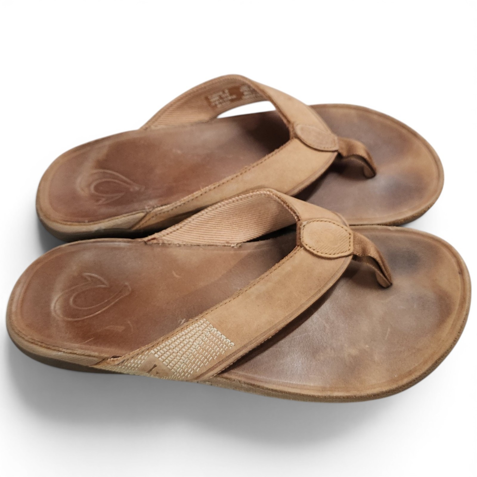 OLUKAI Tuahine Mens 10M Waterproof Leather Walking Flip Flop Thong Sandals