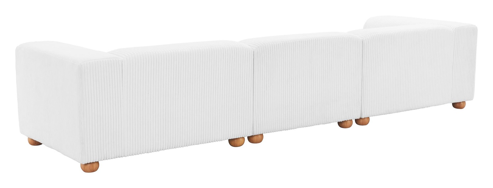 ZUO Tayte Lush Cord Style Fabric Upholstered Sofa in White