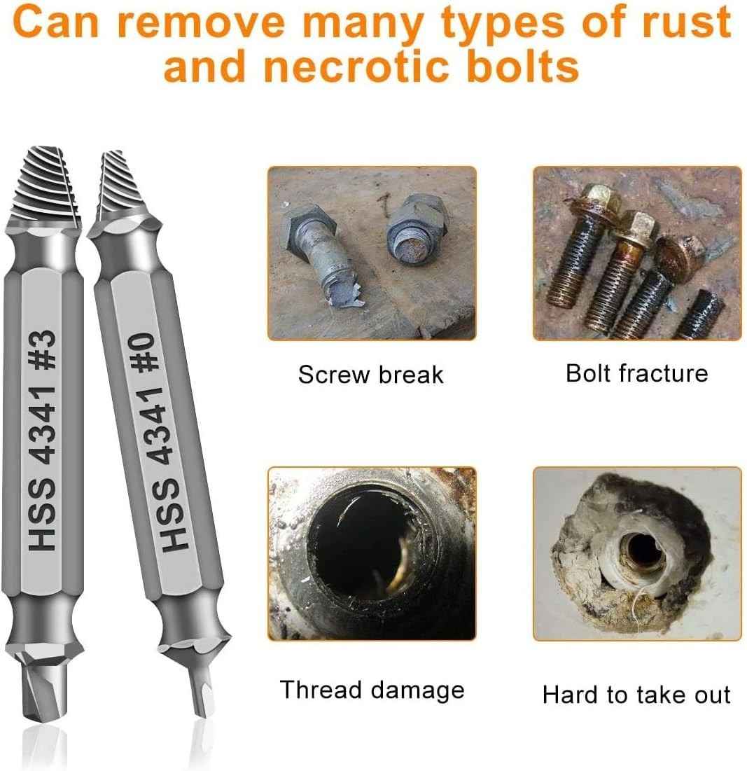 6-Piece Screw Extractor Set - Essential Tools for Rusty Screw Removal