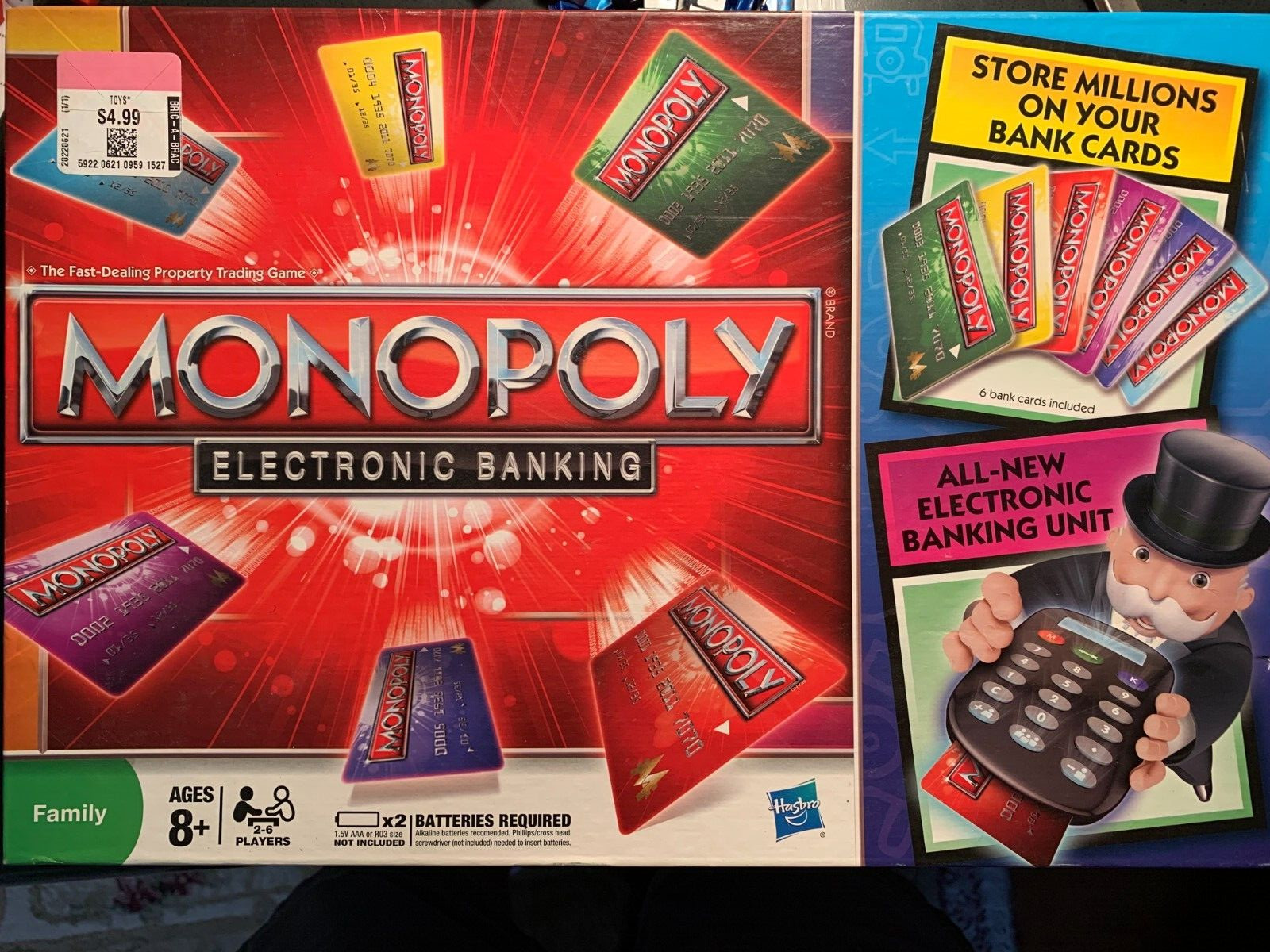 Monopoly BANK CARD LIGHT BLUE Electronic Banking 2011 HASBRO Free Shipping