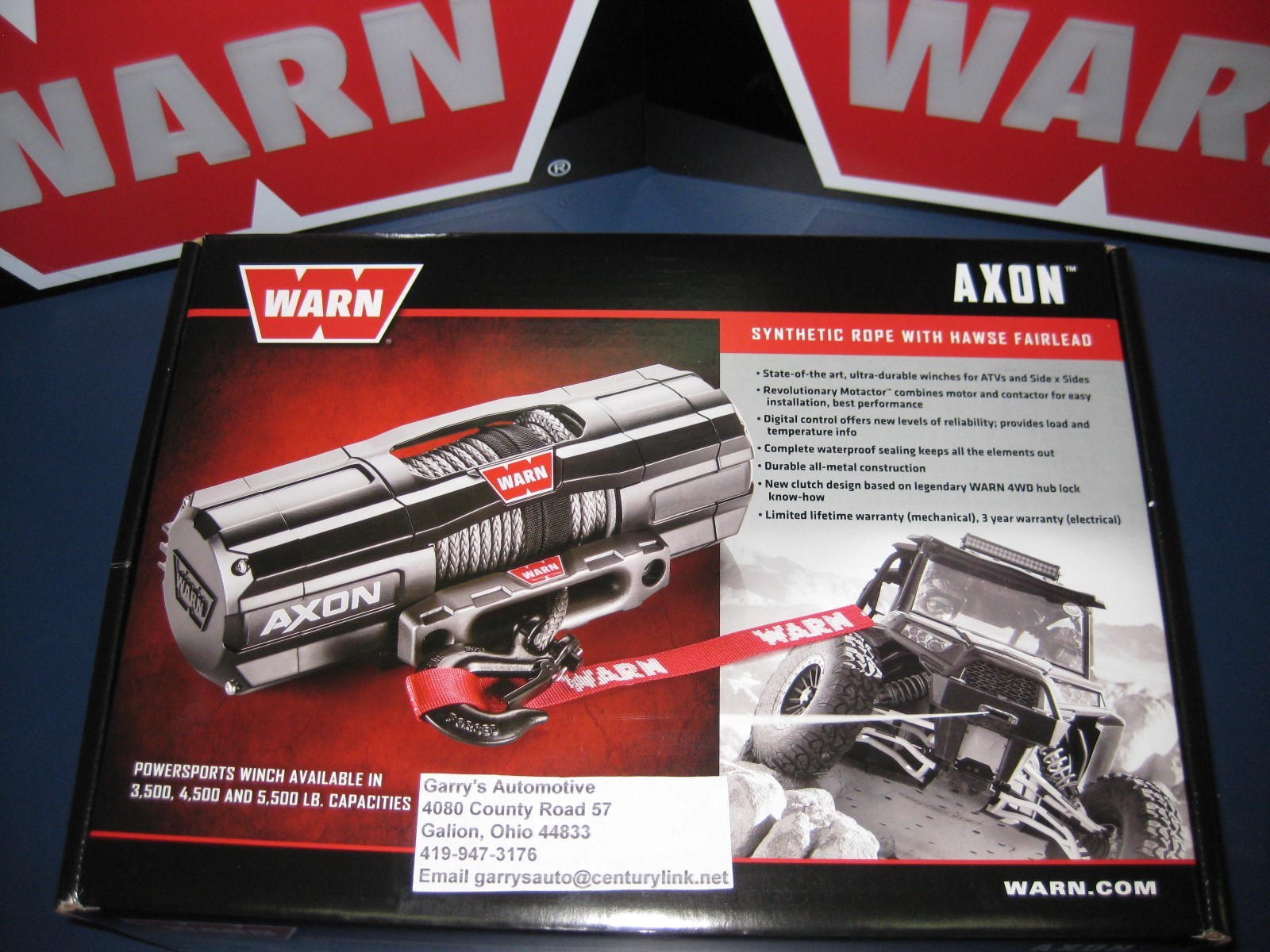 Warn 110250 AXON 55-S ATV UTV Quad Winch 5500 Lb 50' 1/4"  Rope Hawse Plow Mode