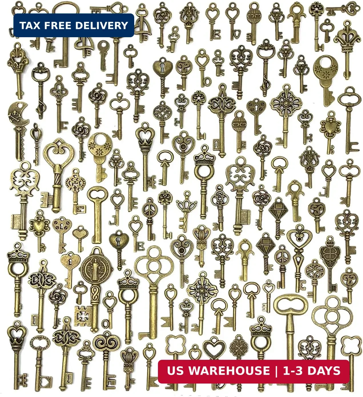 125 PCS Lot Of 125 Vintage Style Antique Skeleton Furniture Cabinet Old Lock Key