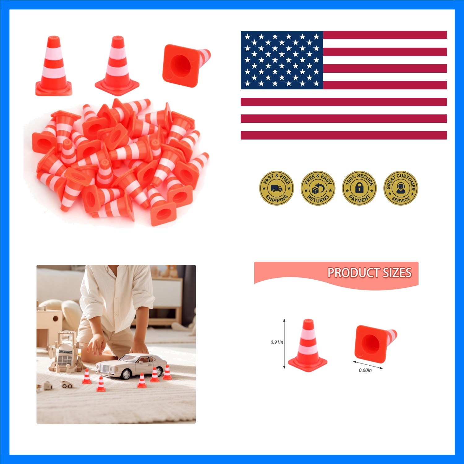 Mini Traffic Cone Cones - Construction Cupcake Toppers | Orange Mini Road Con...