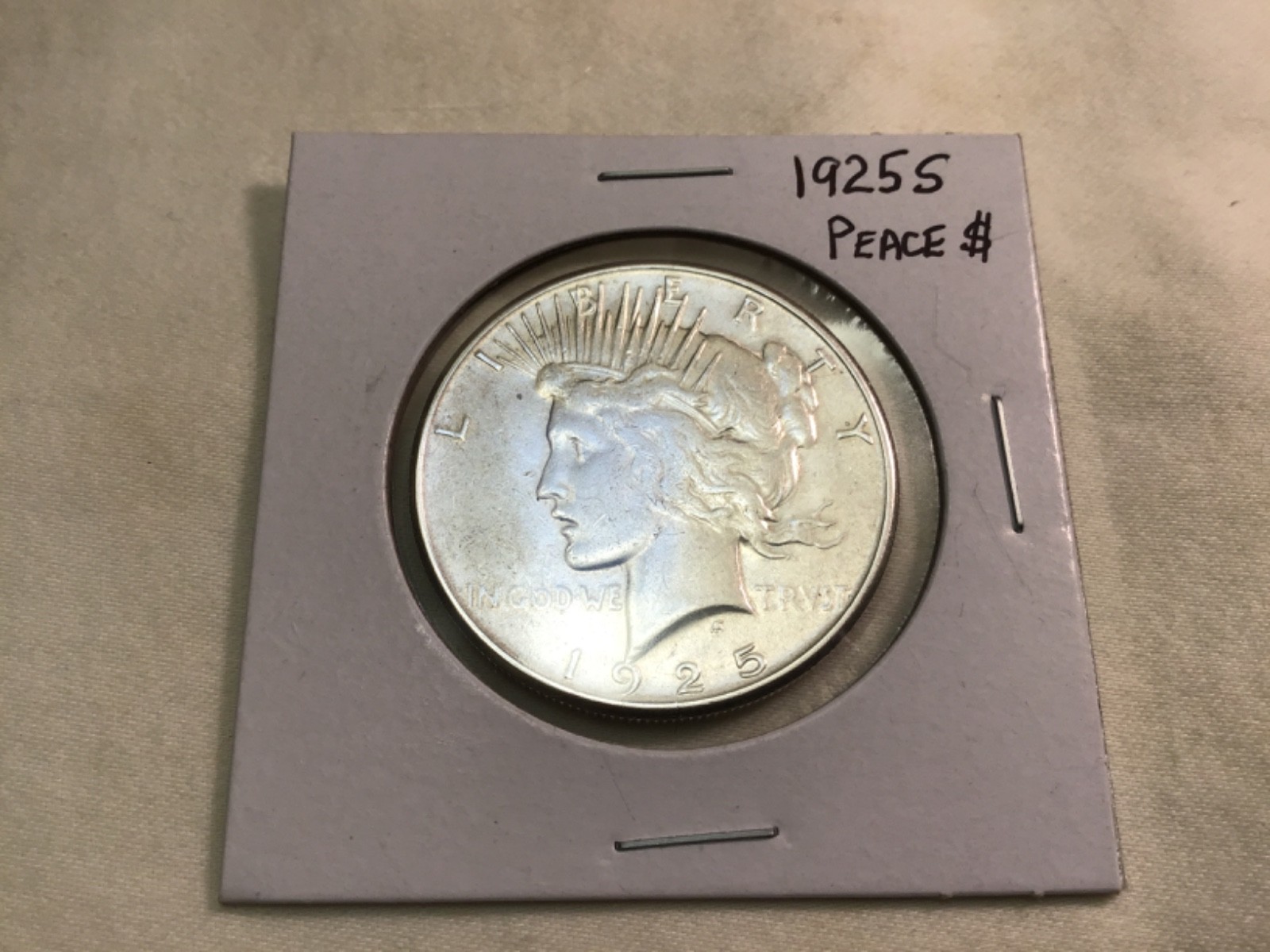 1925 S Silver Peace Dollar. Nice Details.