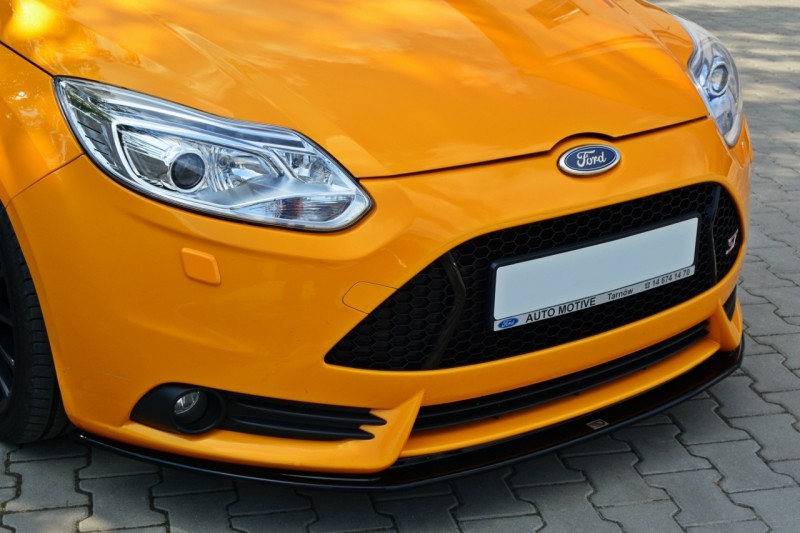 Front Diffuser Diffusor V2 Maxton Design Gloss Black For Ford Focus Mk3 St PFL