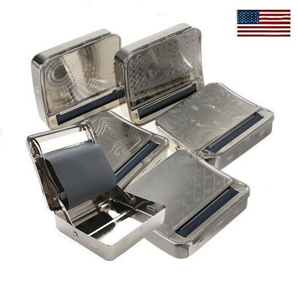 SILVER AUTOMATIC ROLLING Machine Tin Box Metal Roll Cigarette Tobacco Roller HO
