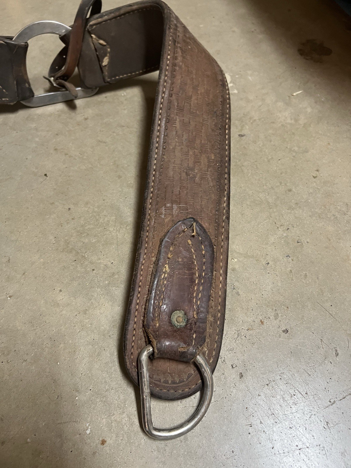 Western Horse Breast Collar Tooled Leather Basketweave Pattern Tack
