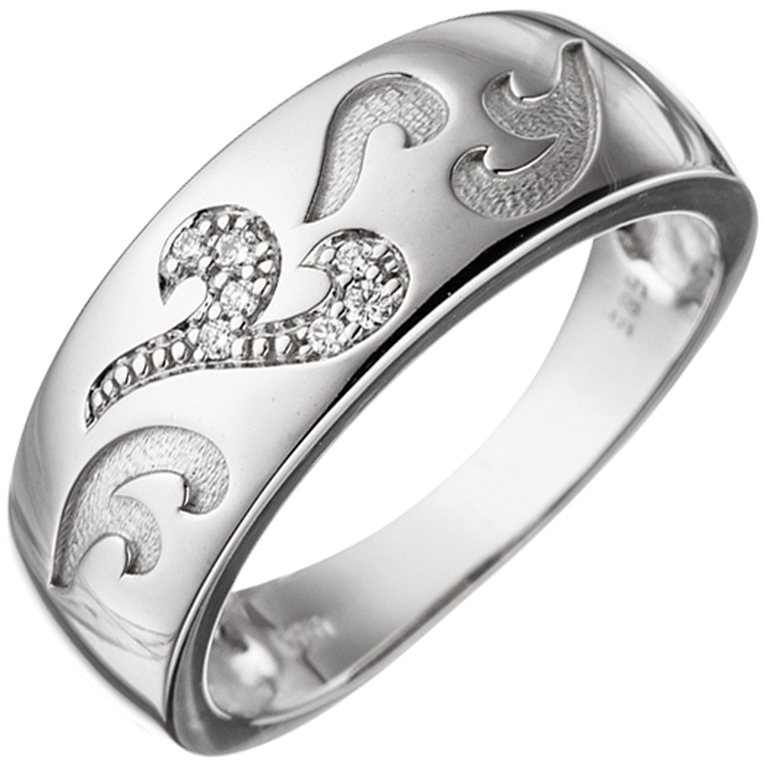 Jobo ladies' ring 585 gold White gold 7 diamonds brilliant 0.04ct. White Gold Ring RW