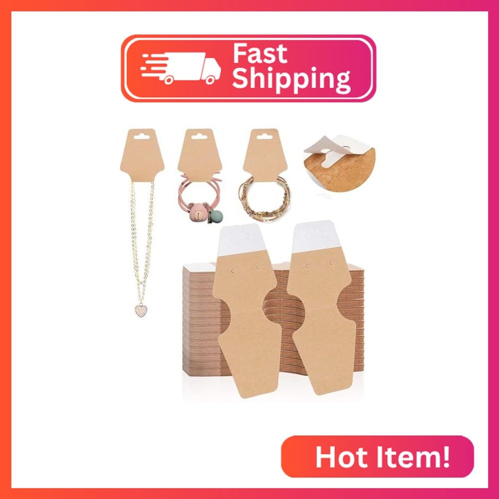 ZABARE 200 Pcs Necklace Display Cards with Adhesive, Thick Bracelet Keychain Dis