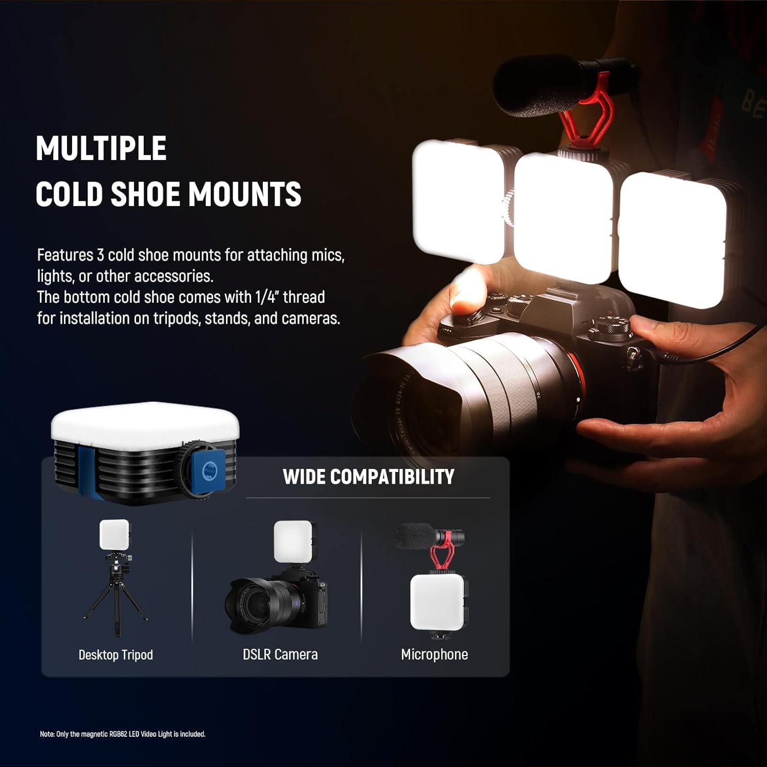 RGB62 Magnetic RGB Video Light with APP Control,2 Pack 360° Full Color