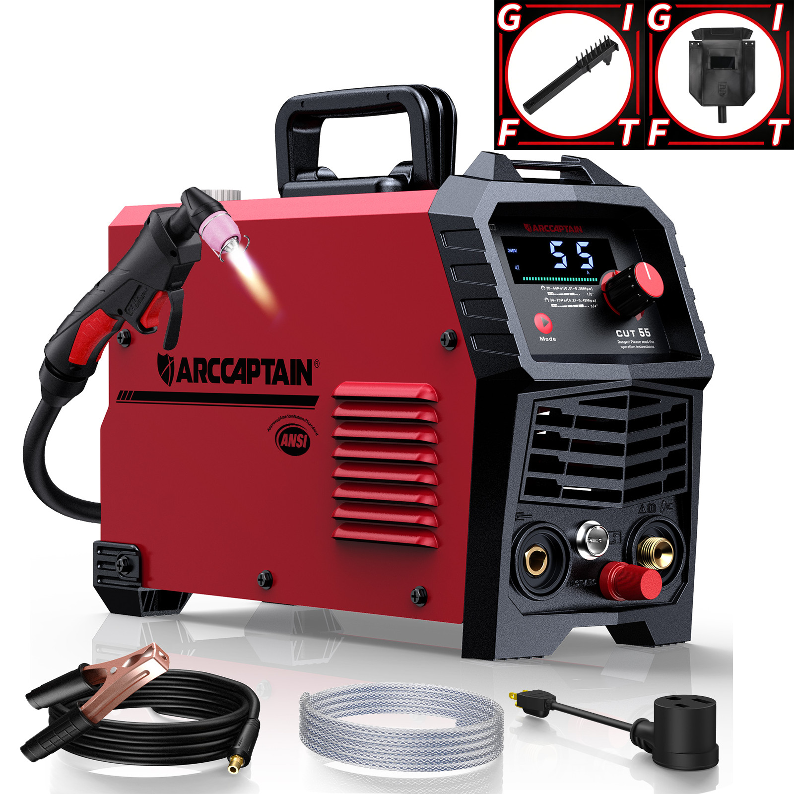 ARCCAPTAIN 55A Plasma Cutter Pilot ARC Non-Touch LED 120/240V for Beginners DIY