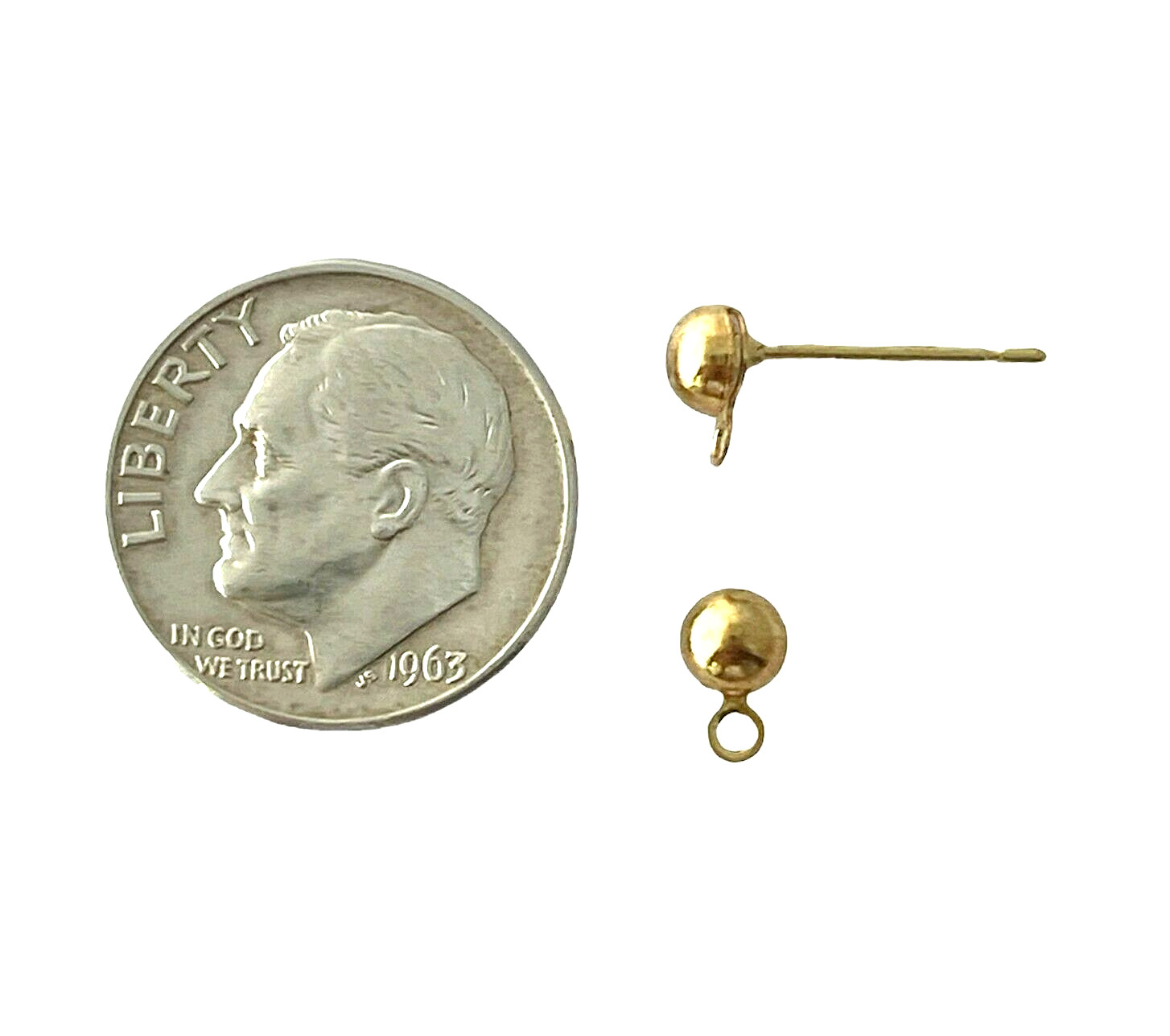 100 Gold Hollow 4mm Half Round Loop Earstuds Earrings Stud Post Bead Findings
