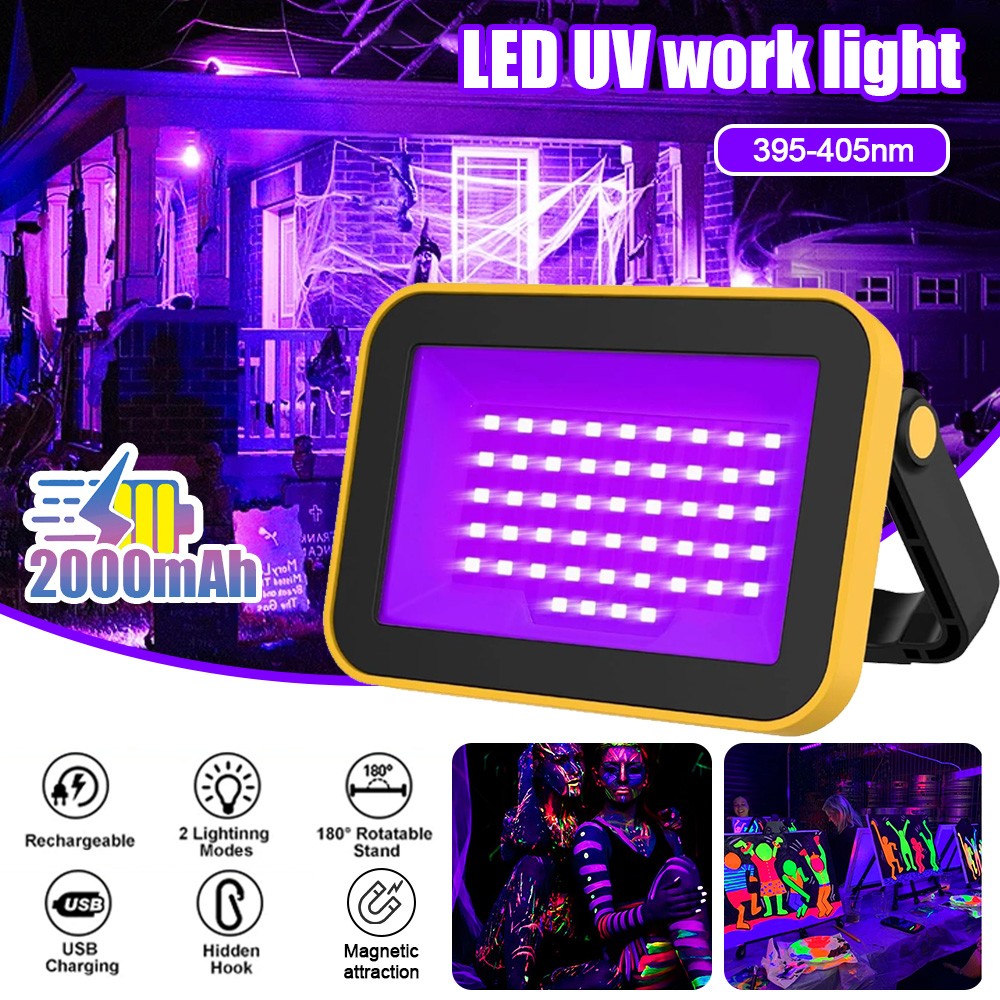USB 395NM UV LED Black Light 40W Floodlight Christmas Party DJ Dance Glow Lamp