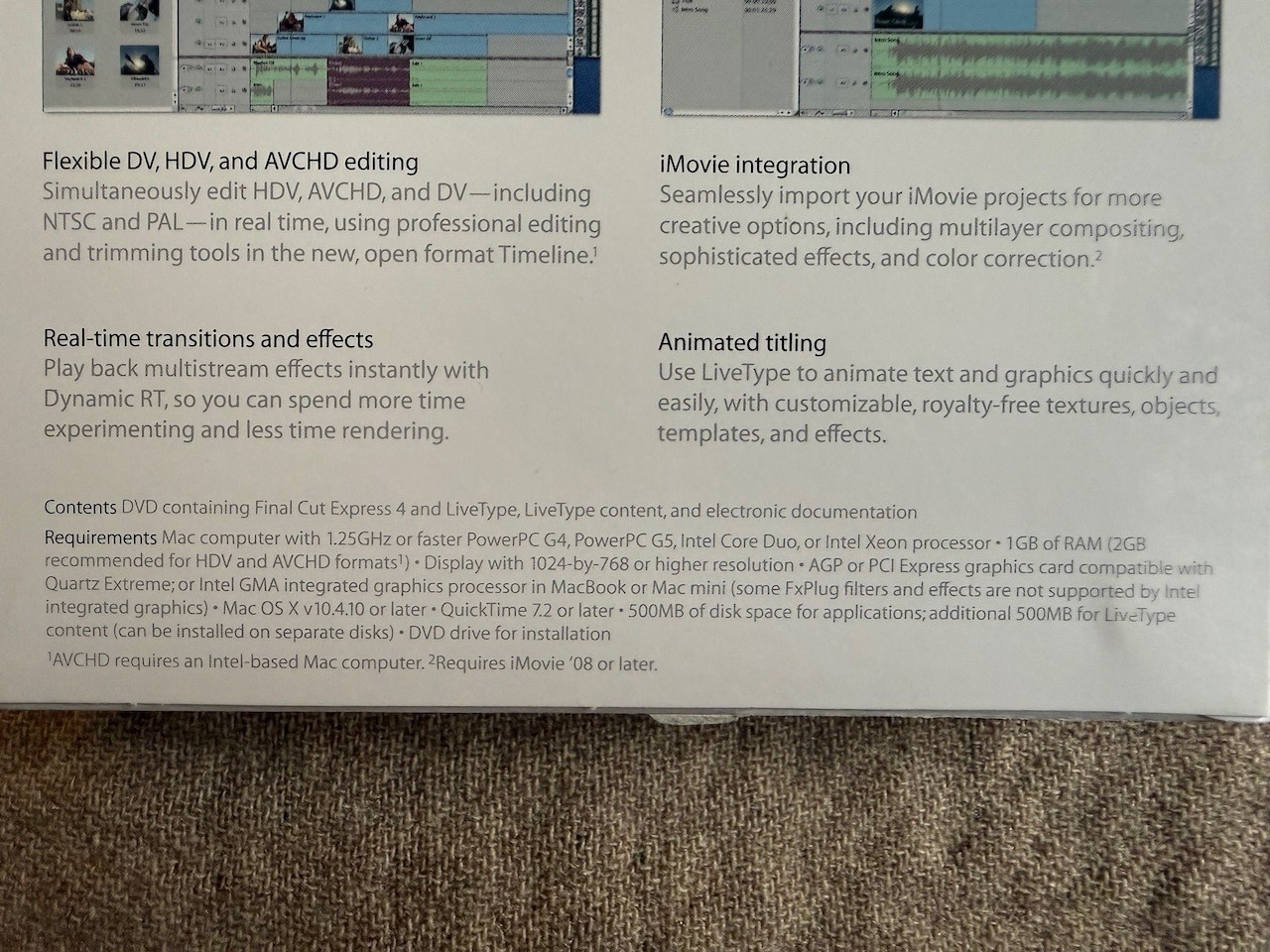 Apple Final Cut Express 4 HD - Video Editing Software - Full Retail version
