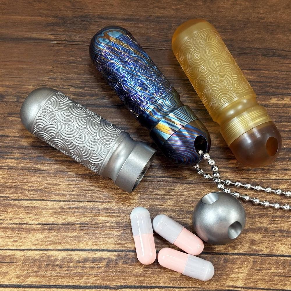 TC4 PEI Perfume Bottle Perfume Waterproof Medicine Pill Box Necklace Pendan