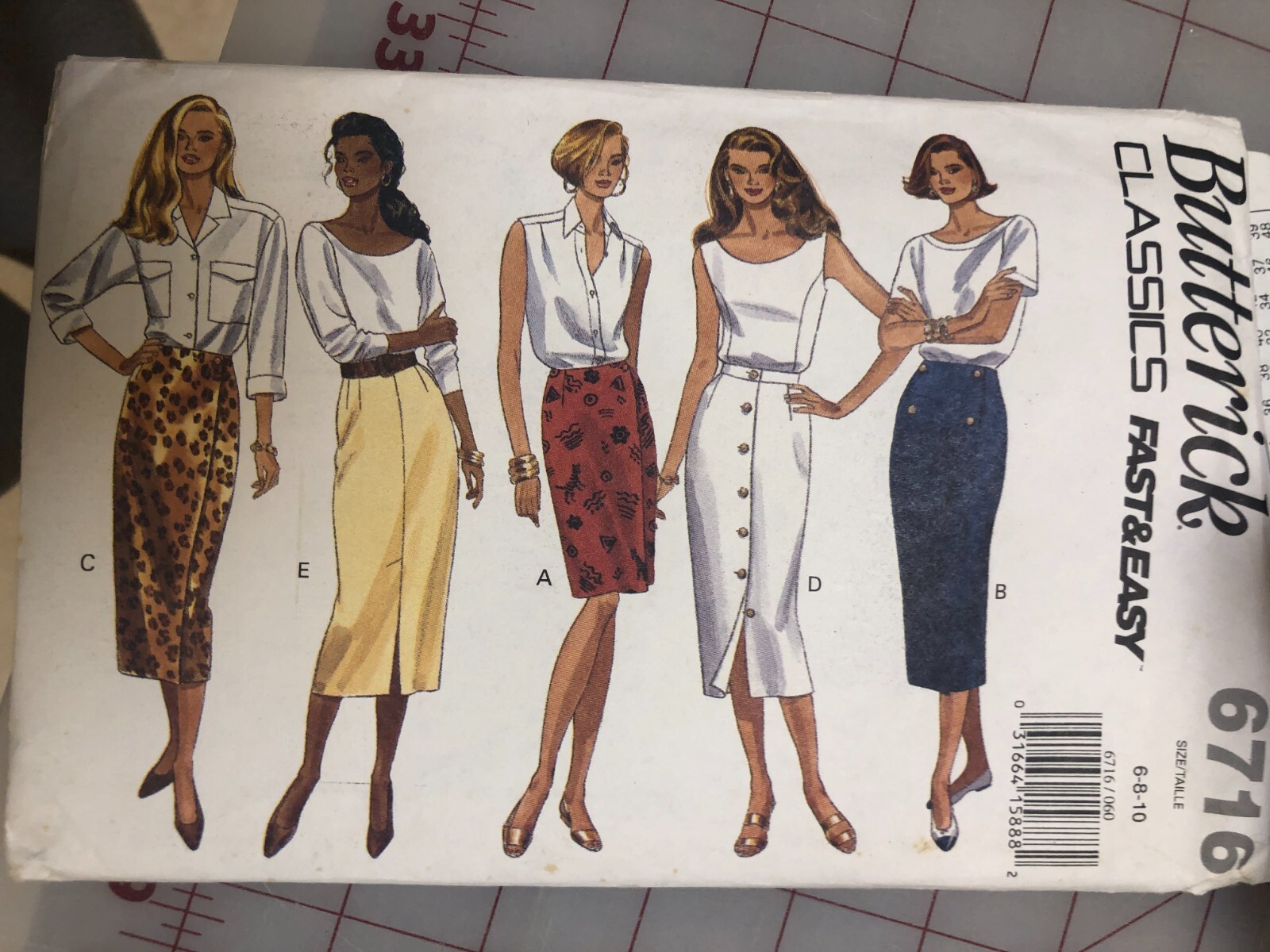 Butterick 6716 Pattern,  Fast & Easy Skirts, , Misses Sizes 6-10, UNCUT
