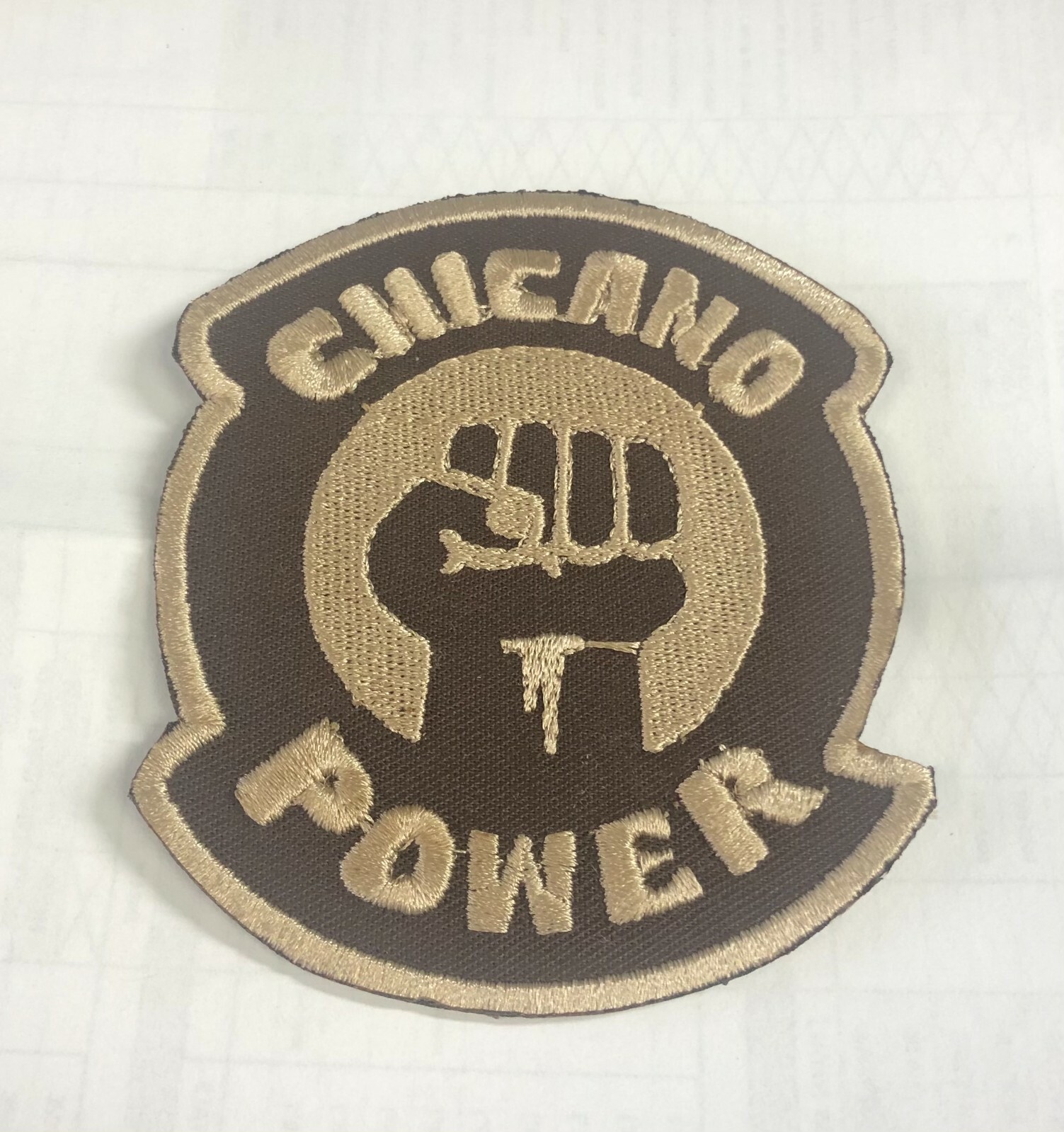 CHICANO POWER PATCH IRON ON 3 INCH BROWN FIST LOGO BRAND NEW