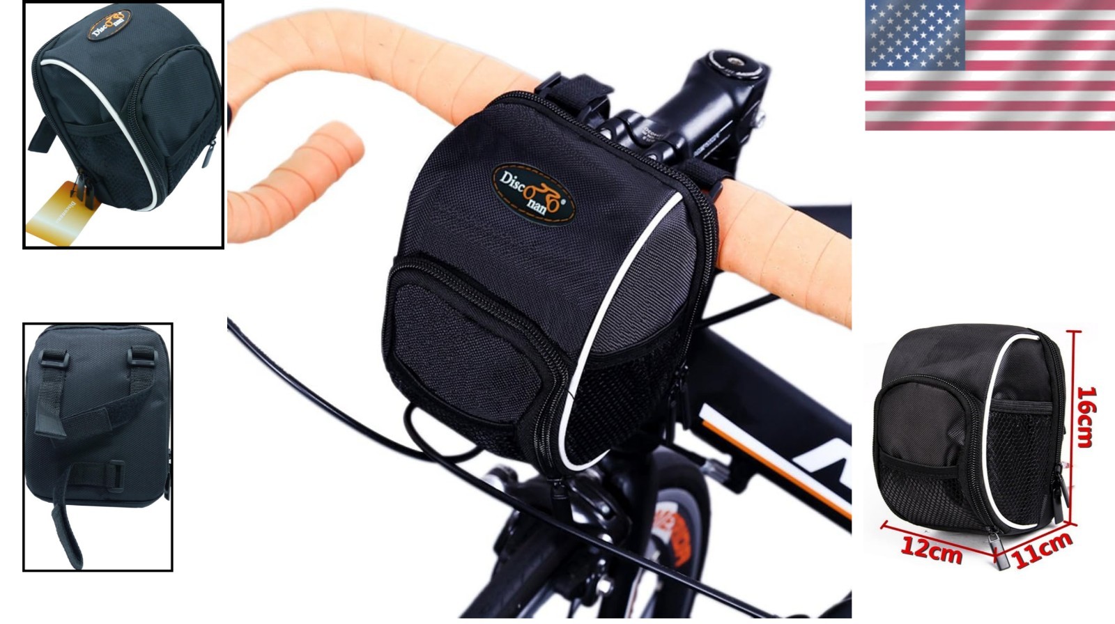 Compact and Lightweight Bike Handlebar Bag with Adjustable Strap & Rain Cover
