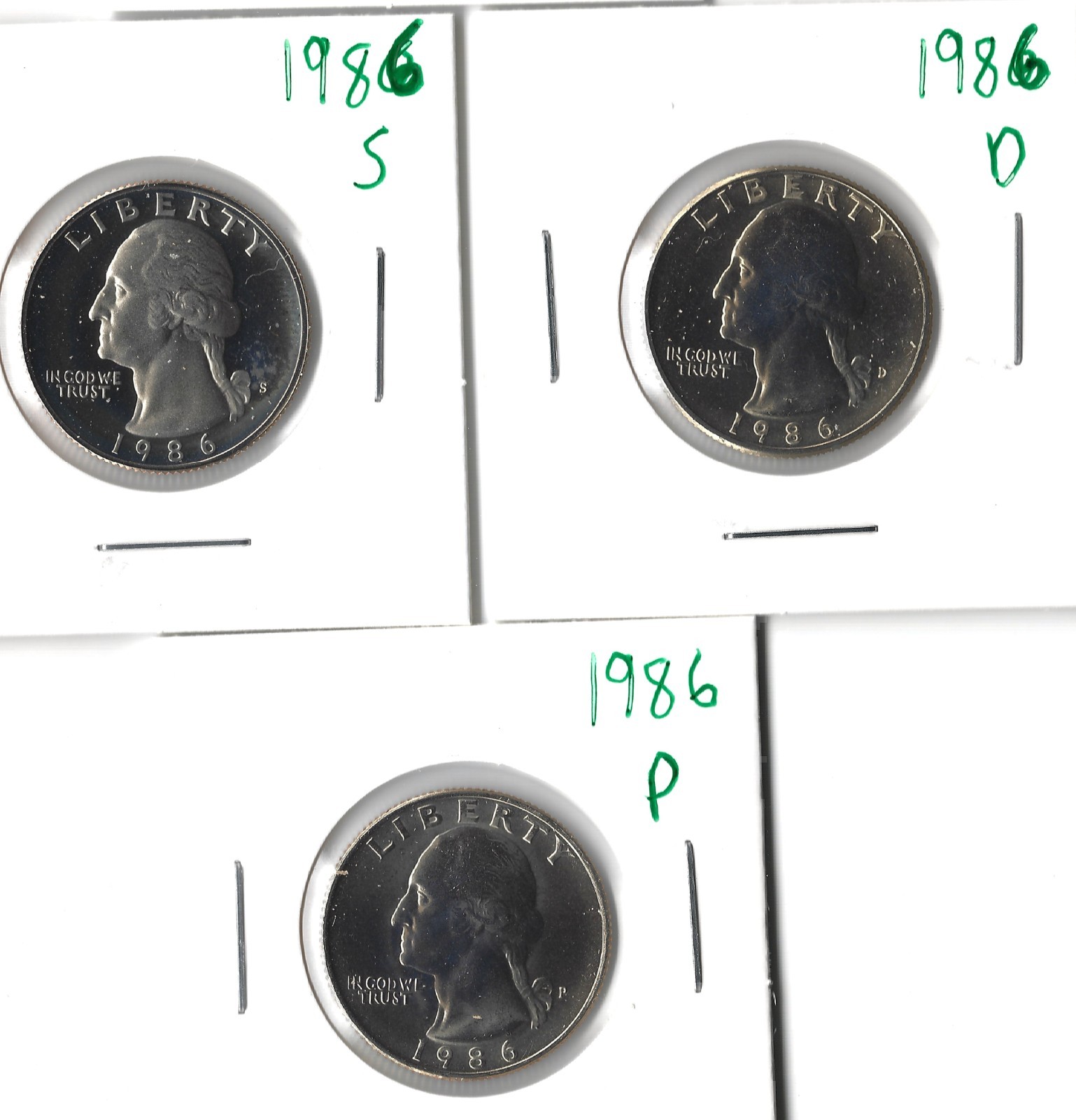 Coin United States 25 Cents (Washington) 1986 KMA164a, From mint and proof sets