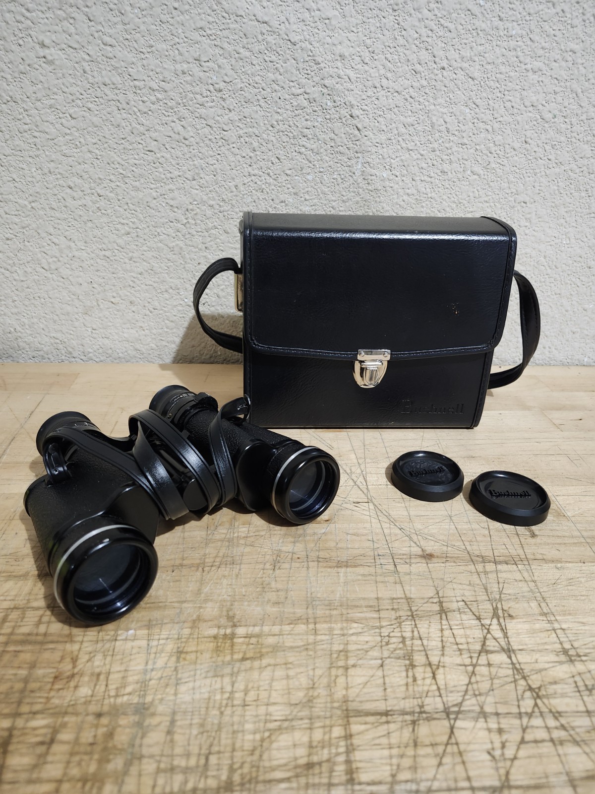 VINTAGE 60s/70s BUSHNELL SPORTYVIEW INSTA-FOCUS 7x35 BINOCULARS TRAVEL CASE