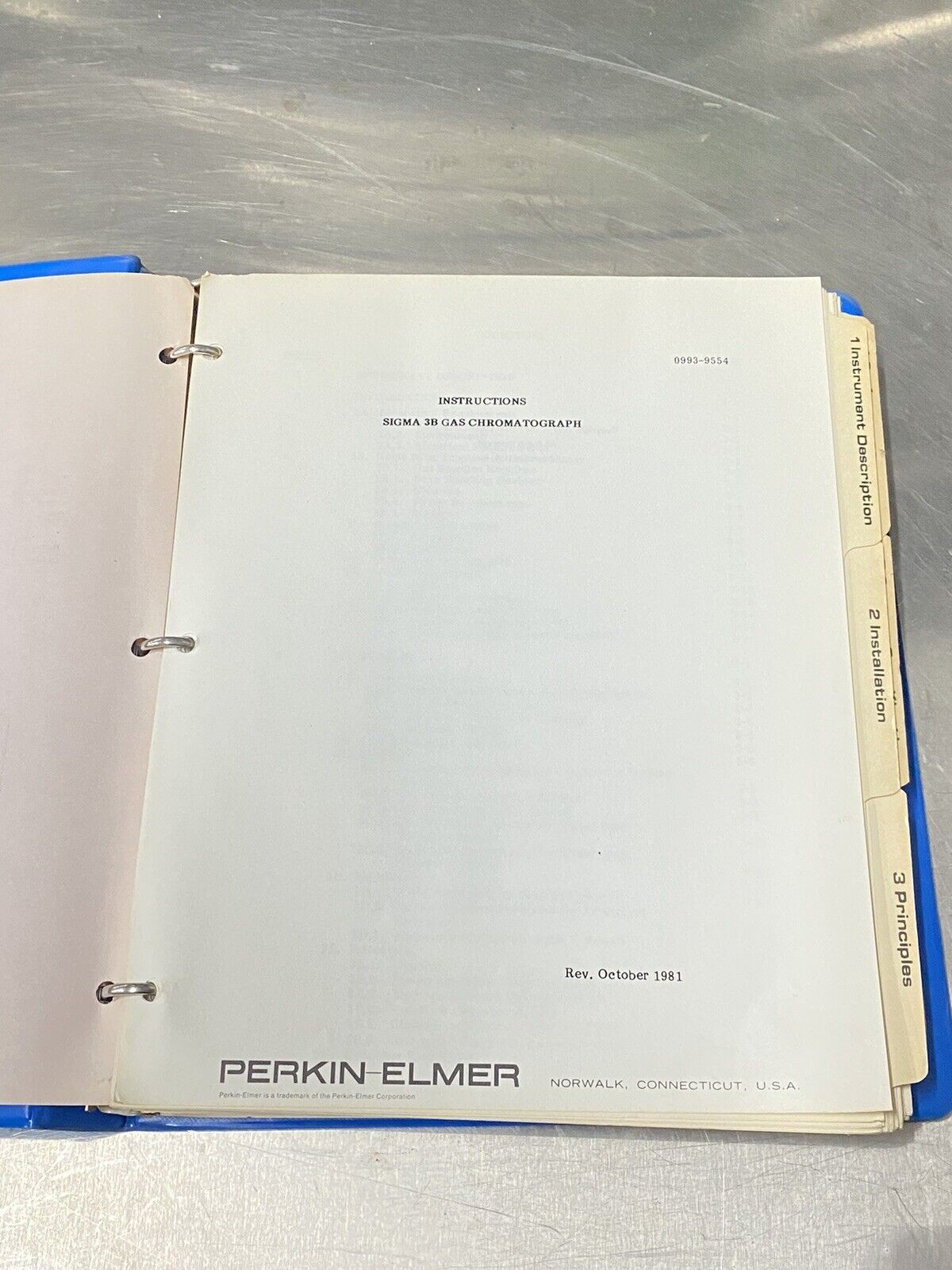 Perkin Elmer PE Sigma 3B Gas Chromatograph - Users Guide / Instructions Manual