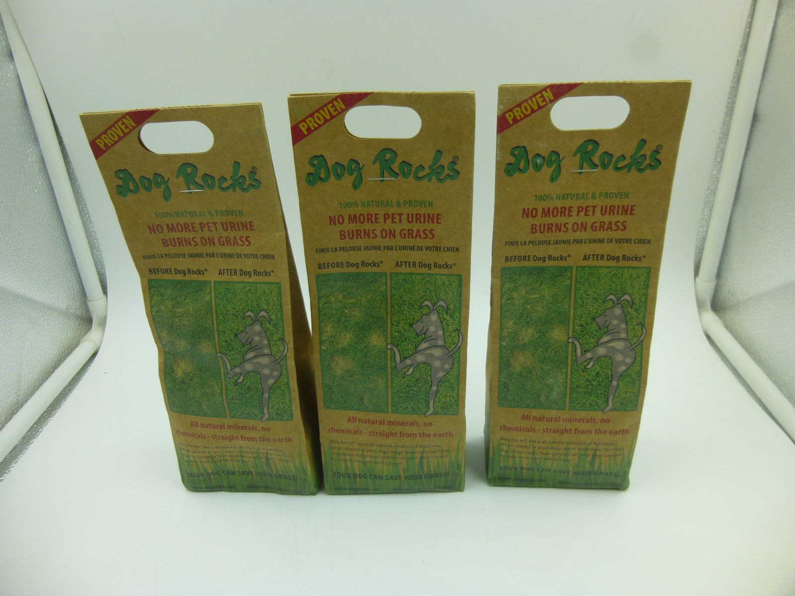 3 Bags Of Dog Rocks Help stop pet urine lawn burn patches pH balance / 200g Each