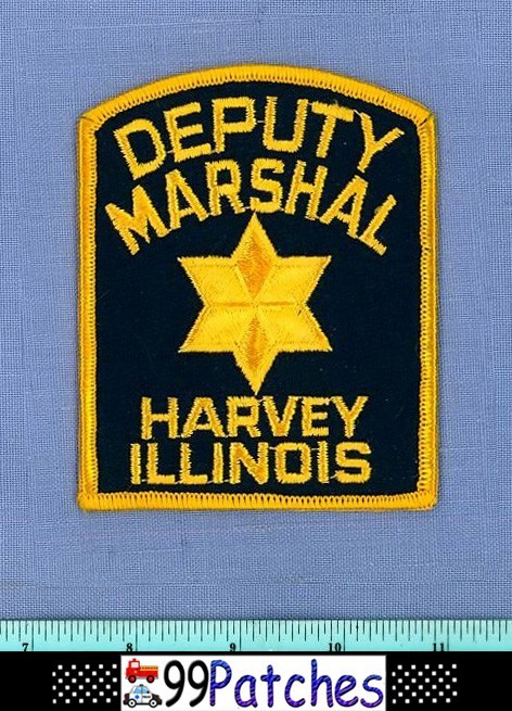 HARVEY DEPUTY MARSHAL (Old Vintage) ILLINOIS Police Patch CHEESECLOTH 2F