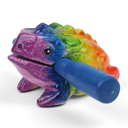 Frog Guiro Rainbow Musical Percussion Instrument Wooden Hand Carved Fair Trade