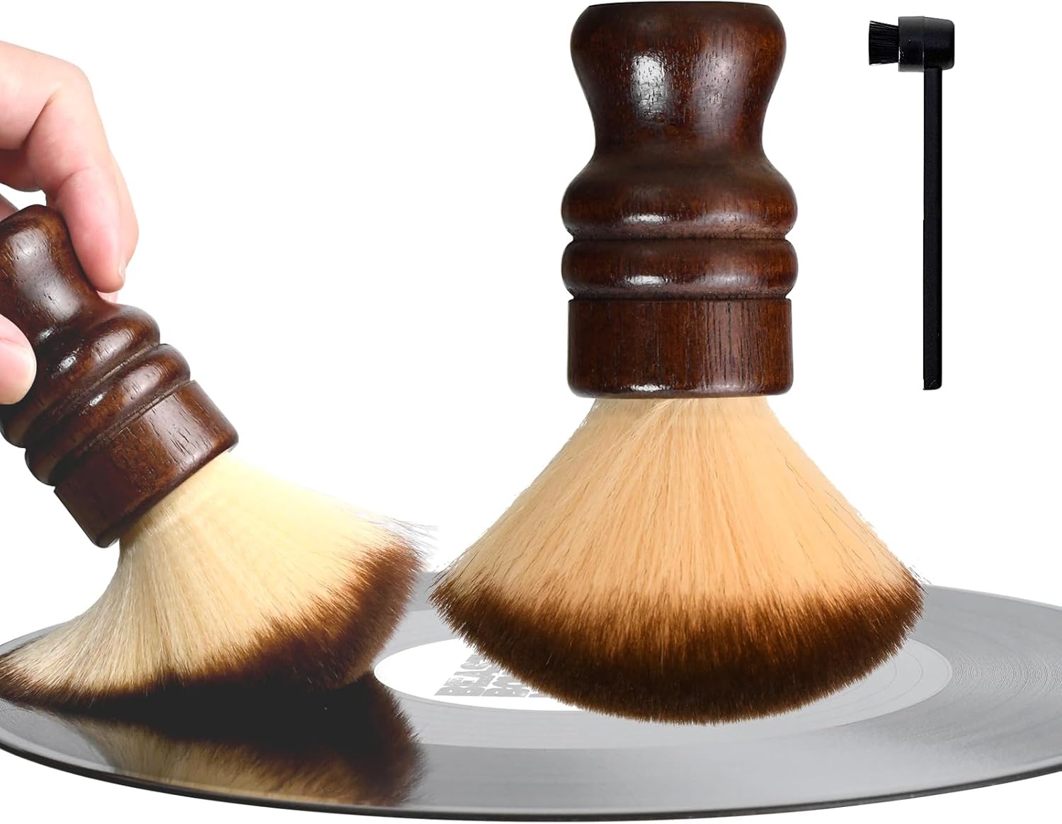 2-in-1 Vinyl Record Cleaning Kit with Stylus Brush - Anti Static Soft Brown