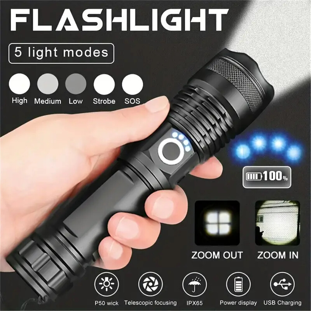 Super Bright 1200000 LM LED Tactical Flashlight Rechargeable Torch Work Light