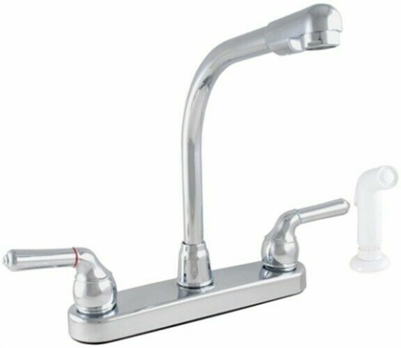 LDR Exquisite Green 952 33425CP, Double Handle Kitchen Faucet w Spray, FS