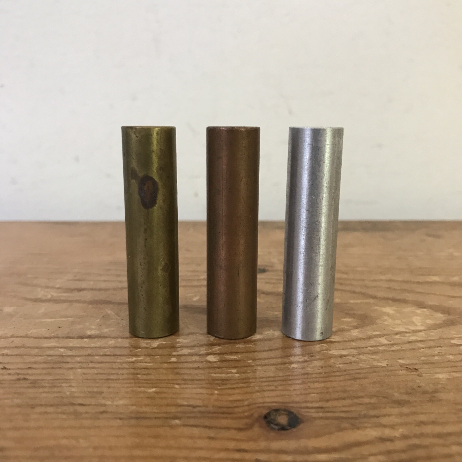 Set 3 Vtg Antique Small Copper Brass Stainless Steel Laboratory Lab Weights 2"