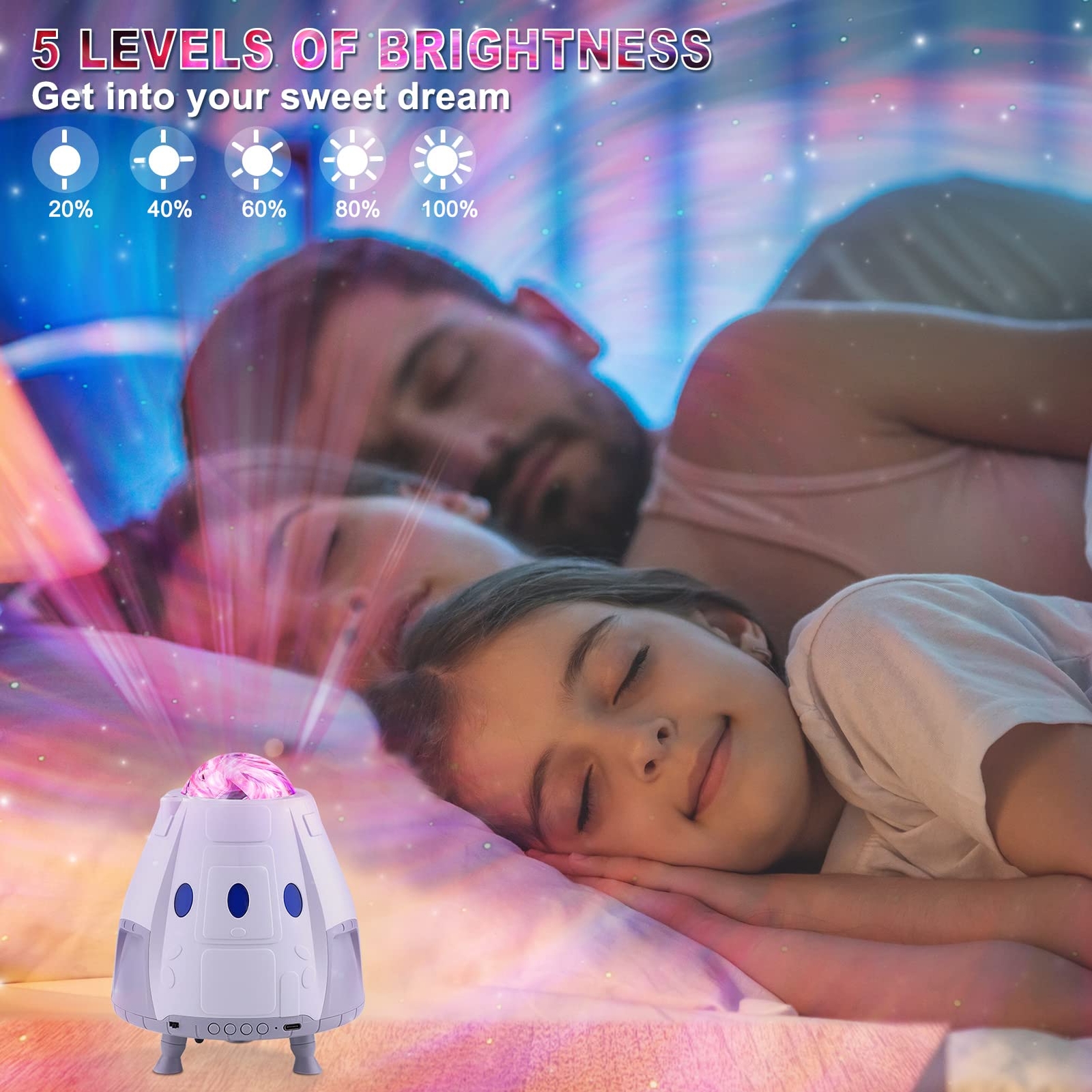 Star Space Capsule Galaxy Projector for Bedroom Bluetooth Music Speaker
