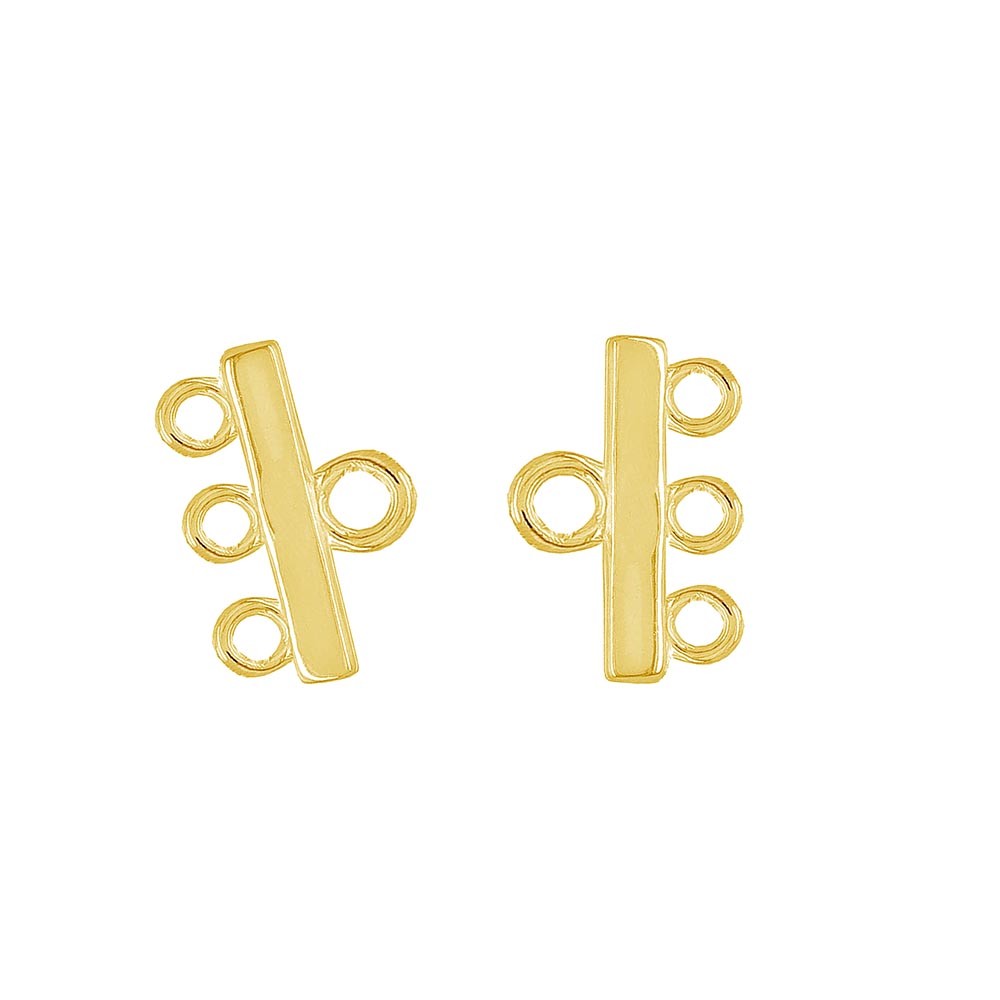 2PC Gold Plated Sterling Silver Necklace 3-strand Reducer Connector #99732